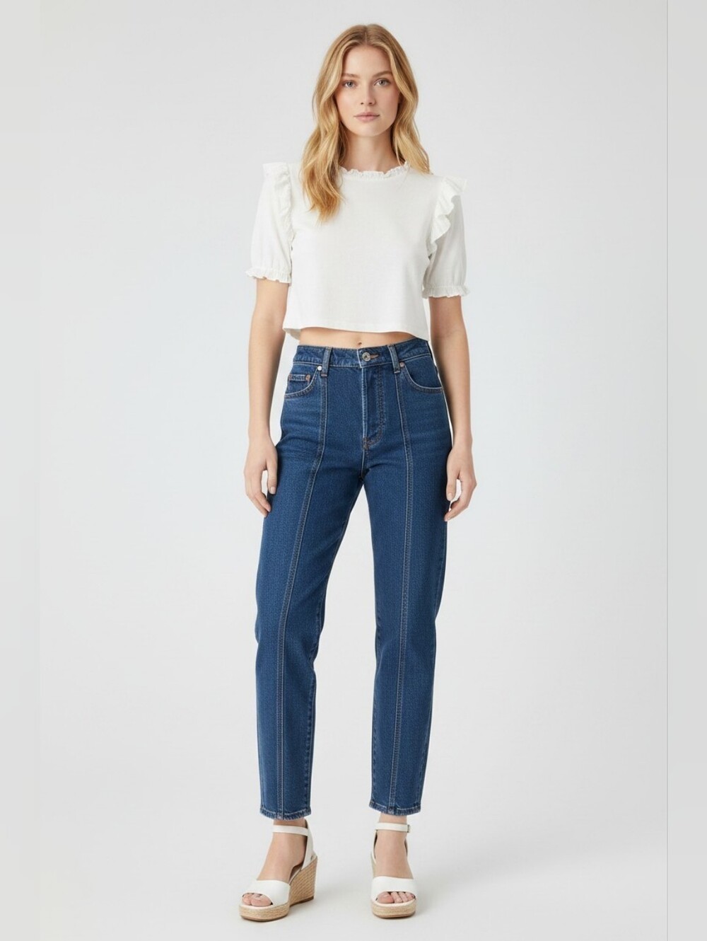 Levi's Button Fly Ribcage Ankle Straight Ultra High Waist Jeans 32x27 Dark Wash